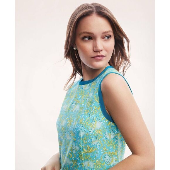 Brooks Brothers Cotton Vintage Lamb Print Shift Dress Size 0 - Picture 2 of 10